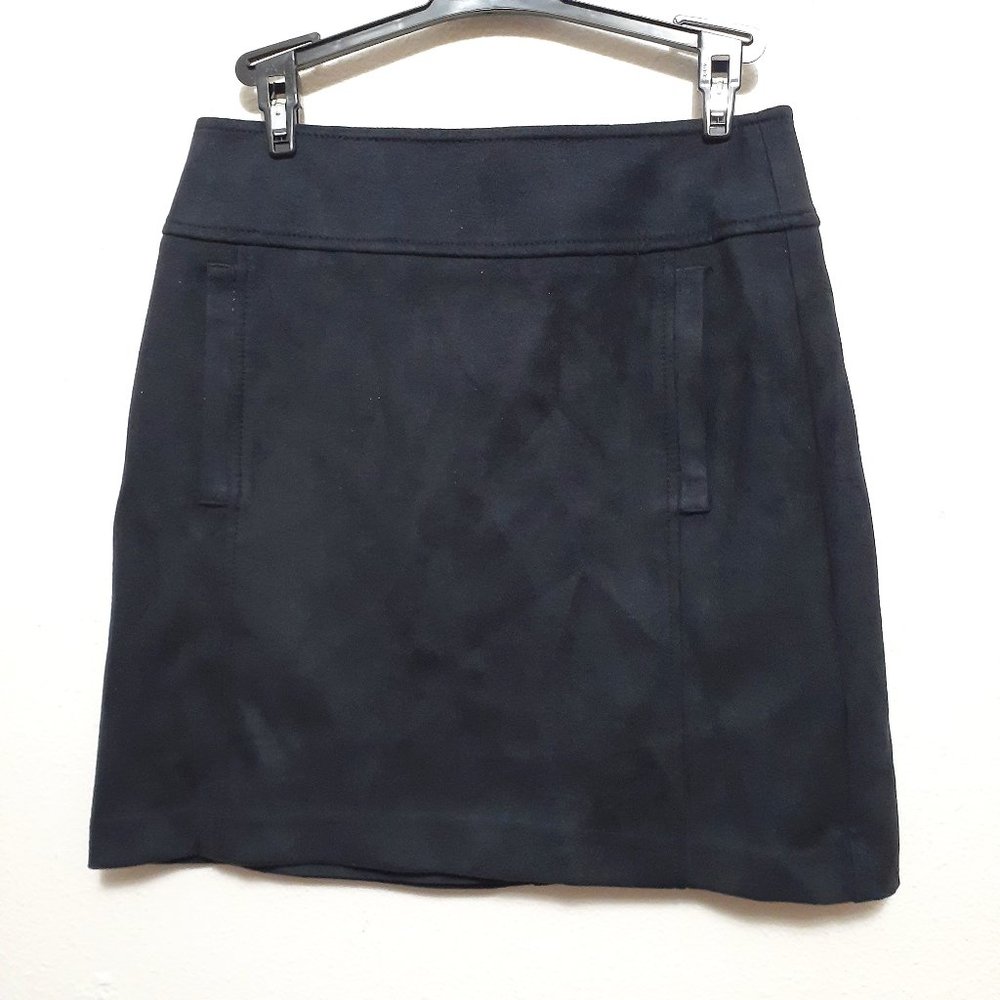 Loft Suede Black Pocket Zipper Mini Skirt 2 Petite